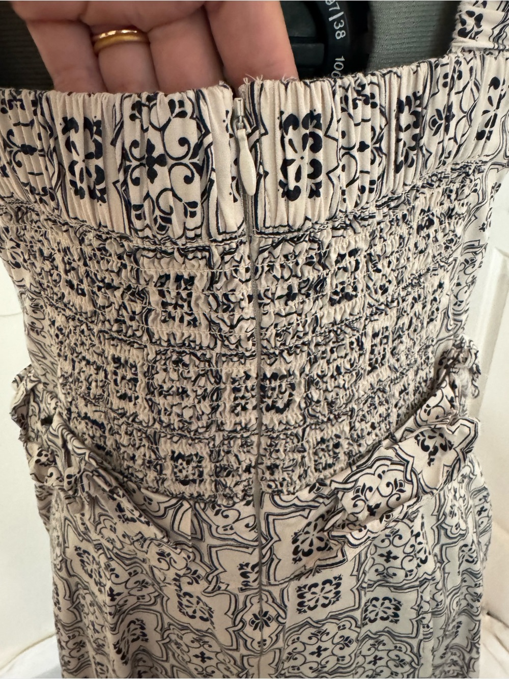 Ann Taylor Square-Neck Printed Midi Dress in Cream and Black - Picture 4 of 6